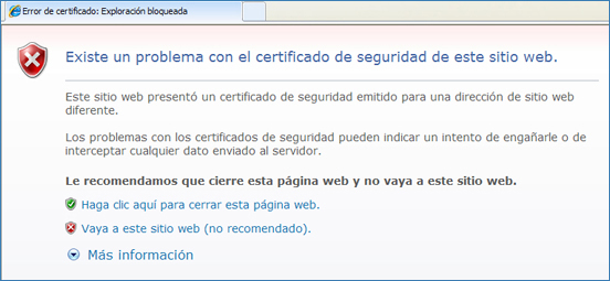 Imatge de l'avís que genera el navegador d'Internet Explorer